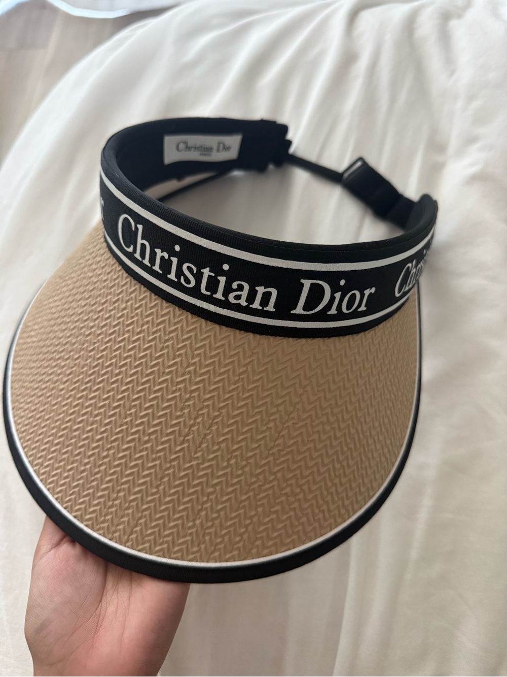 Dior Men’s Beige Visor with Black Branded Band